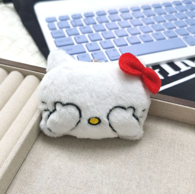 Cartoon Squeaky Kitty Plush Toy Hanging Decoration Cute Rice-eating Cat Crying Cat Expression Doll Hanging Decoration