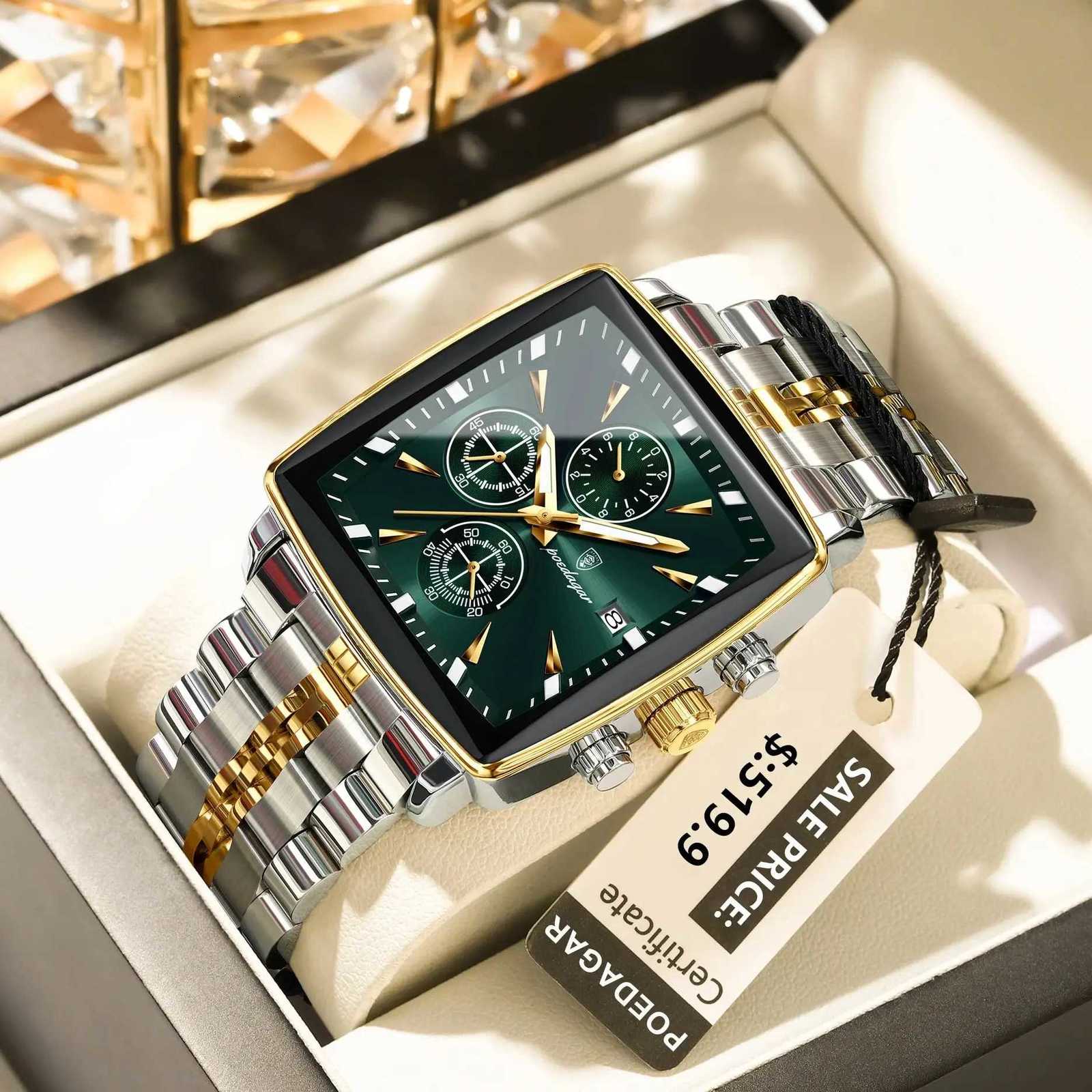POEDAGAR Top Luxury Male Wristwatch Waterproof Luminous Stainless Steel Men Watch Chronograph Date Business Quartz Mens Watches W250724