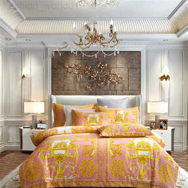Luxury Modern Style Digital Printing Cotton Fabric Bedding Set Duvet Cover Linen Fitted Sheet Pillowcases Home Textile X250724