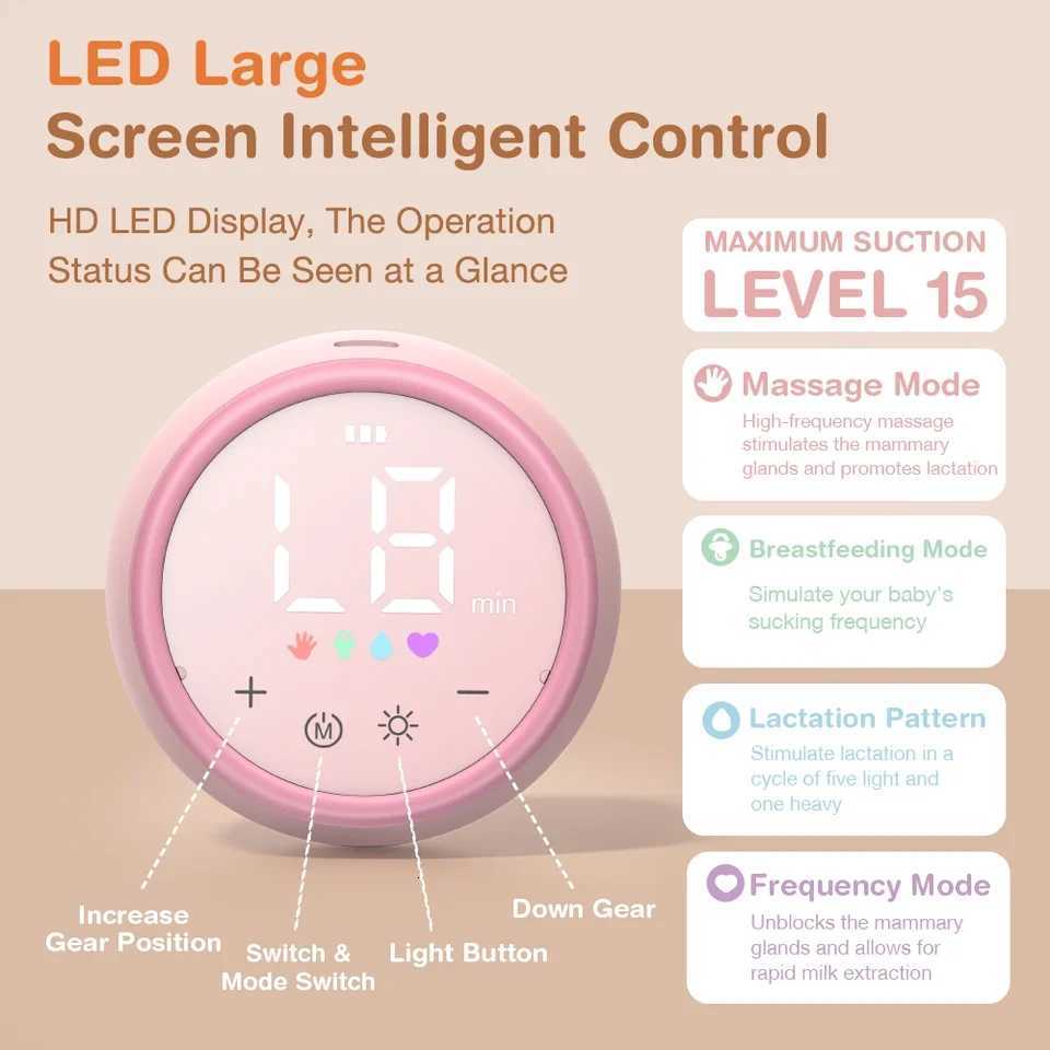 Portable Electric Breast Pump For Breastfeeding Low Noise With 180ml Milk Bottle With Night Light Milk Pump BPA-Free X250724