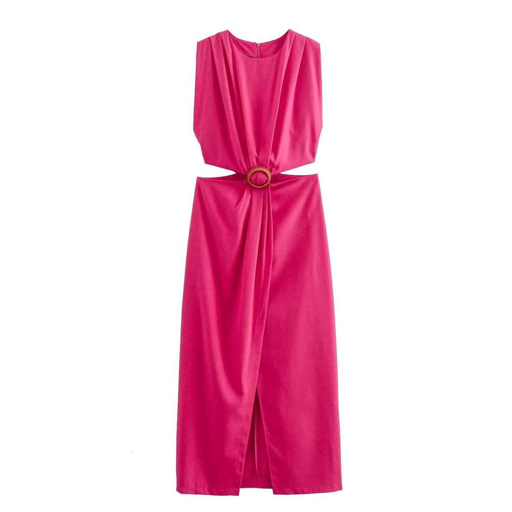 Autumn New Women's Fashion Elegant Open Design Buckle Decorated Dress B5