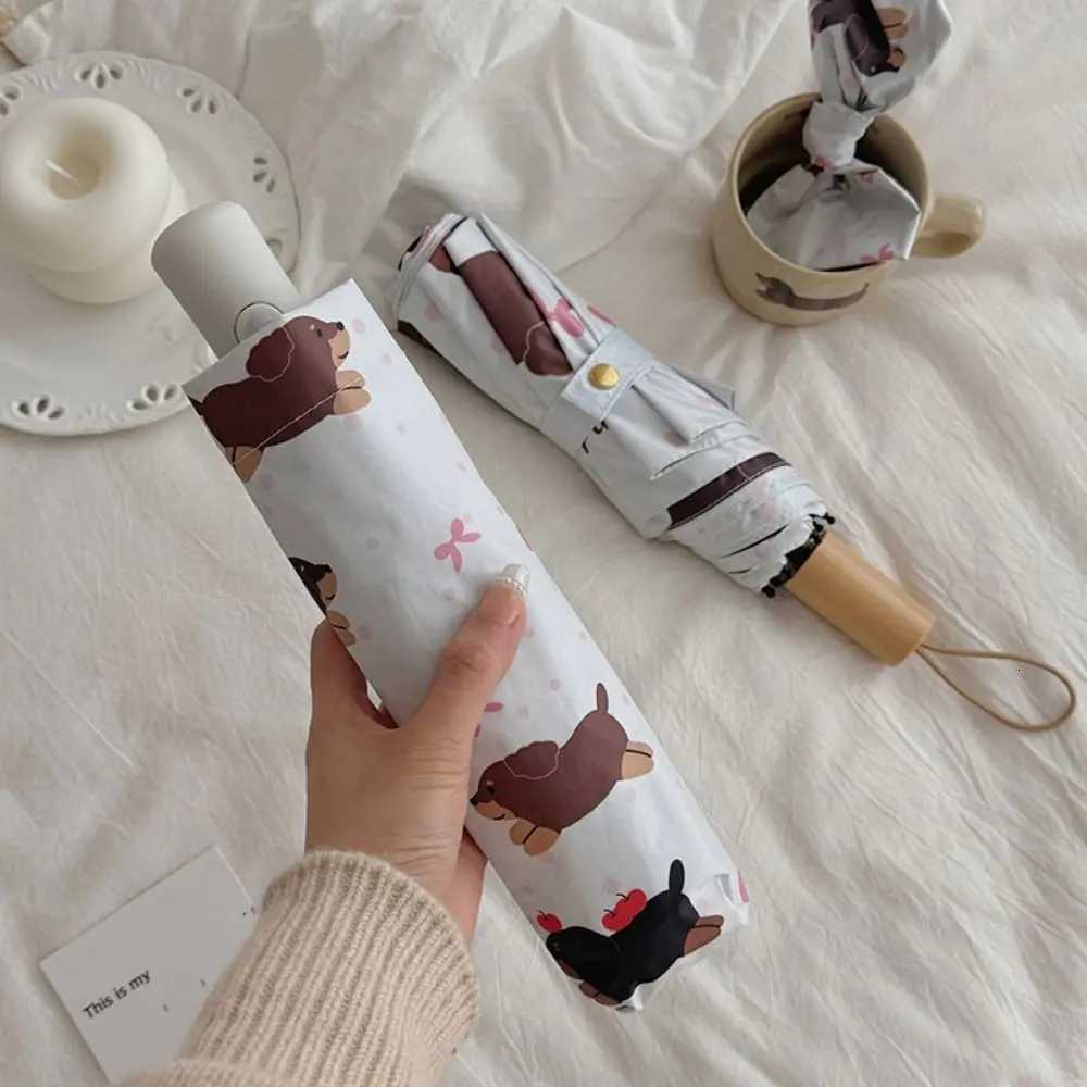 Dog Pattern Folding Umbrella Automatic/Manual UV Protection Sun Protection Umbrella Tri-Folded Umbrella Cartoon R250724