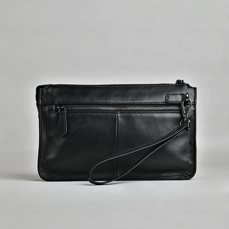 NUPUGOO Business Men Clutch Bag Genuine Leather Black Casual Large Capacity Purses High Quality Wallet Man Bag For 7.9 Inch Ipad 250723