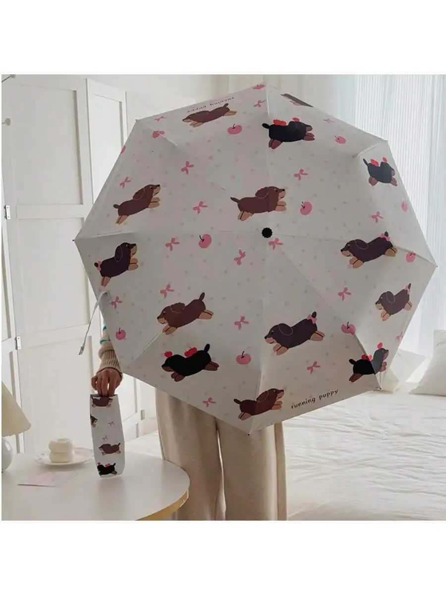 Running Dog Mini Womens Sunshade Umbrella UV UPF50+Protective Umbrella Small Portable Womens Folding Umbrella R250724