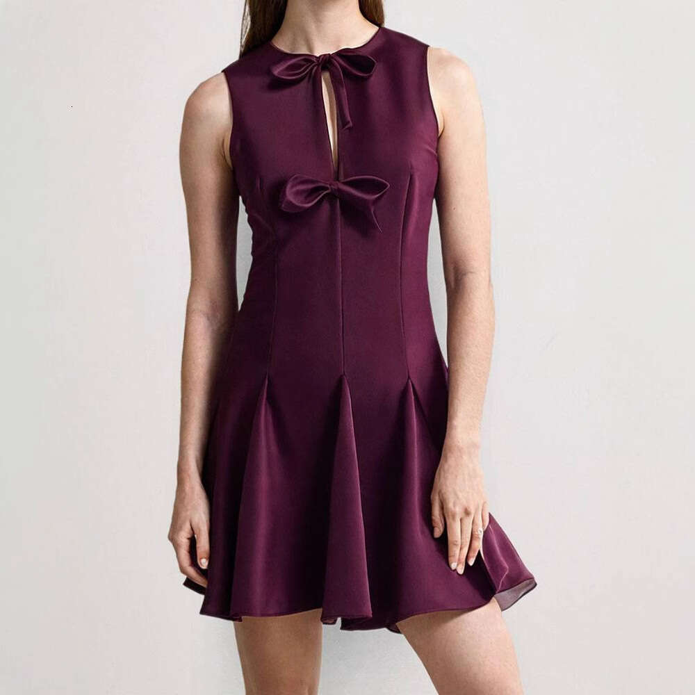 TRAFZA Spring Summer New Style Women's Fashion Sexy Wide Hem Bowknot Dress B5