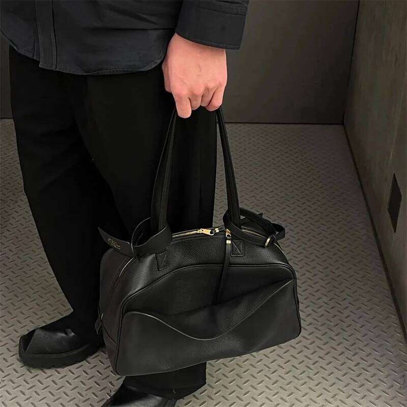Genuine Leather Handbag Brand Lychee Pattern Bowling High-end Shoulder Versatile Casual Business Underarm Bag New