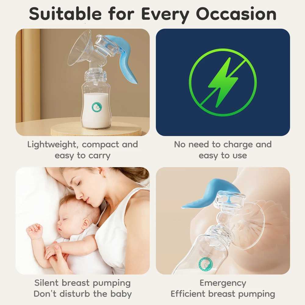 Portable Breast Pump Baby Nipple Manual Suction Milk Pump Feeding Breasts Pumps Milk Bottle Sucking Postpartum Supplies BPA Free X250724