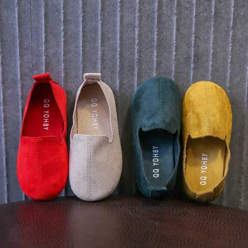 Kids Casual Shoes Spring Autumn Suede Leather Boys Loafers Shallow Solid Girls Shoes Comfortable Soft Sole Children Flats Girls Shoes XJ250724