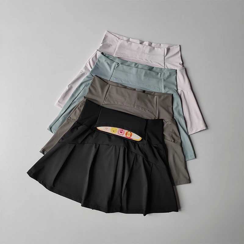 igh Waisted Sports Short Skirt Summer New Cool and Anti Glare Lined Shorts Womens Fitness Yoga Chuiding A-line Skirt XJ250724
