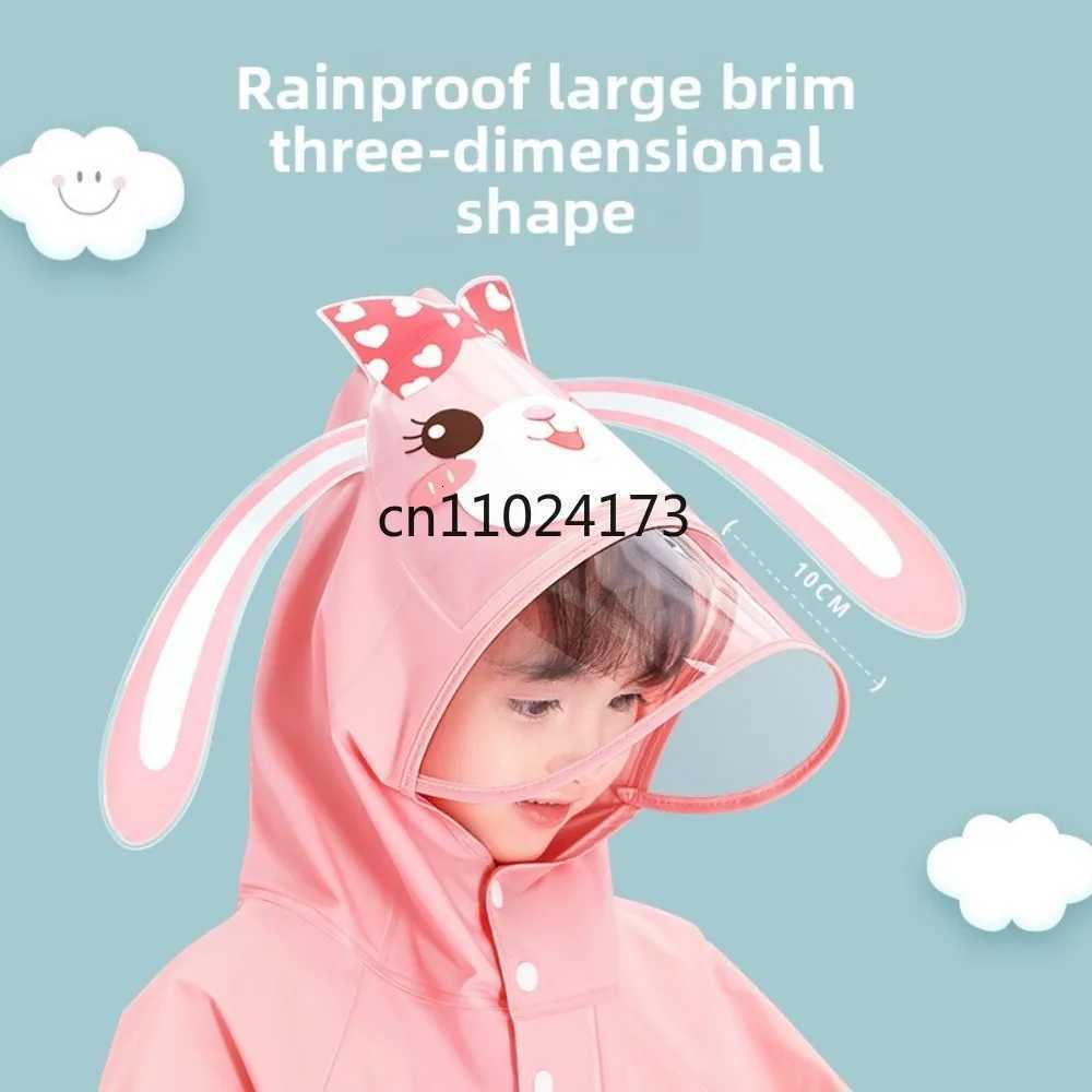 1Pcs Children Raincoat Waterproof Hooded Poncho with Extended Visor for Boys Girls Kindergarten Kids School Backpack Rainwear R250724