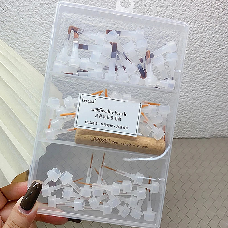40/60 Pcs Nail Polish Brush With Double Head Pen Can Replacement Head Brush Nail Brush Liquid Applicators Manicure Tools 250716