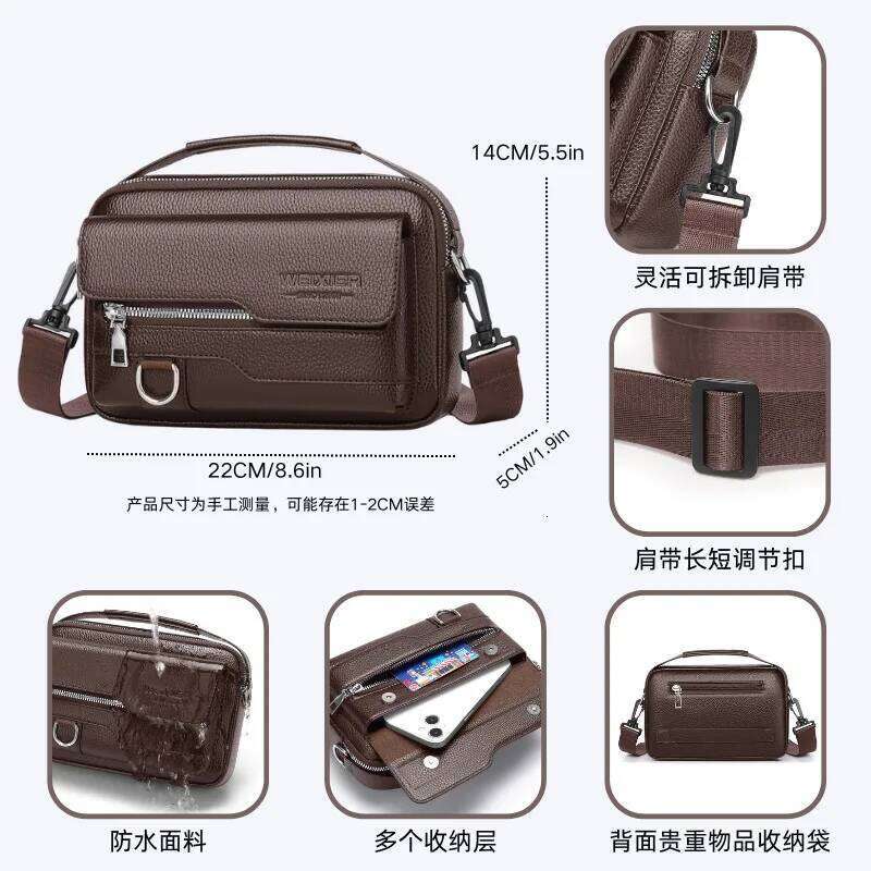 Men Shoulder Bag PU Leather Waterproof Crossbody Messenger Bags with Flip Cover handbag Sac pour homme