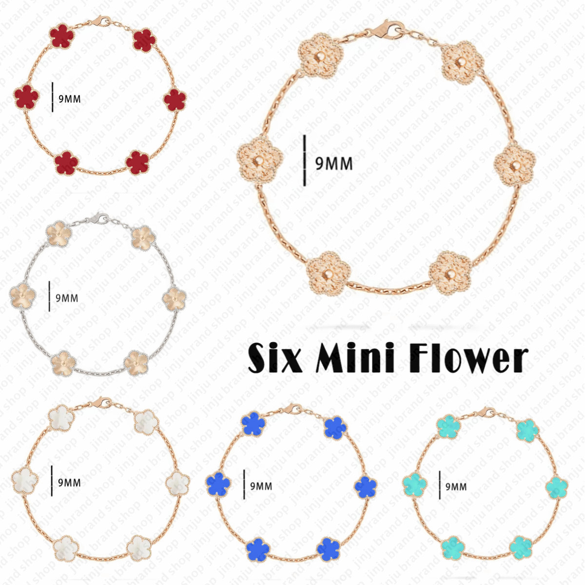 luxury bracelet jewellery designer for women mini clover bracelet Bohemian Rose Gold 9mm 6motif flower bracelets woman luxury designer bracelet clover charm gifts