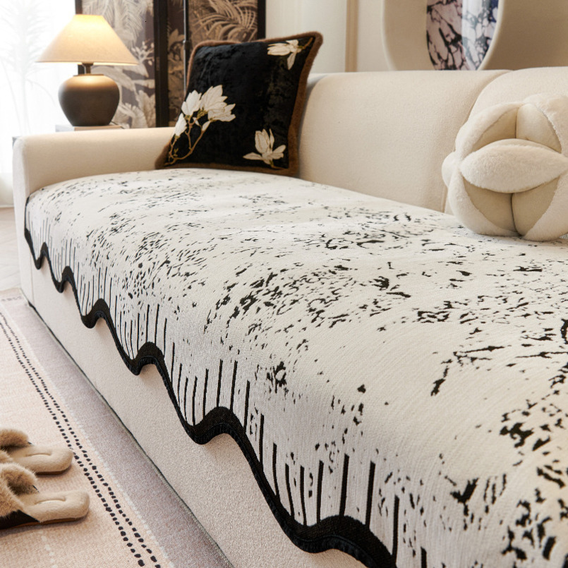All-Season Non-Slip Seat Cushion Simple Light Luxury Irregular Living Room Sofa Cover Cloth
