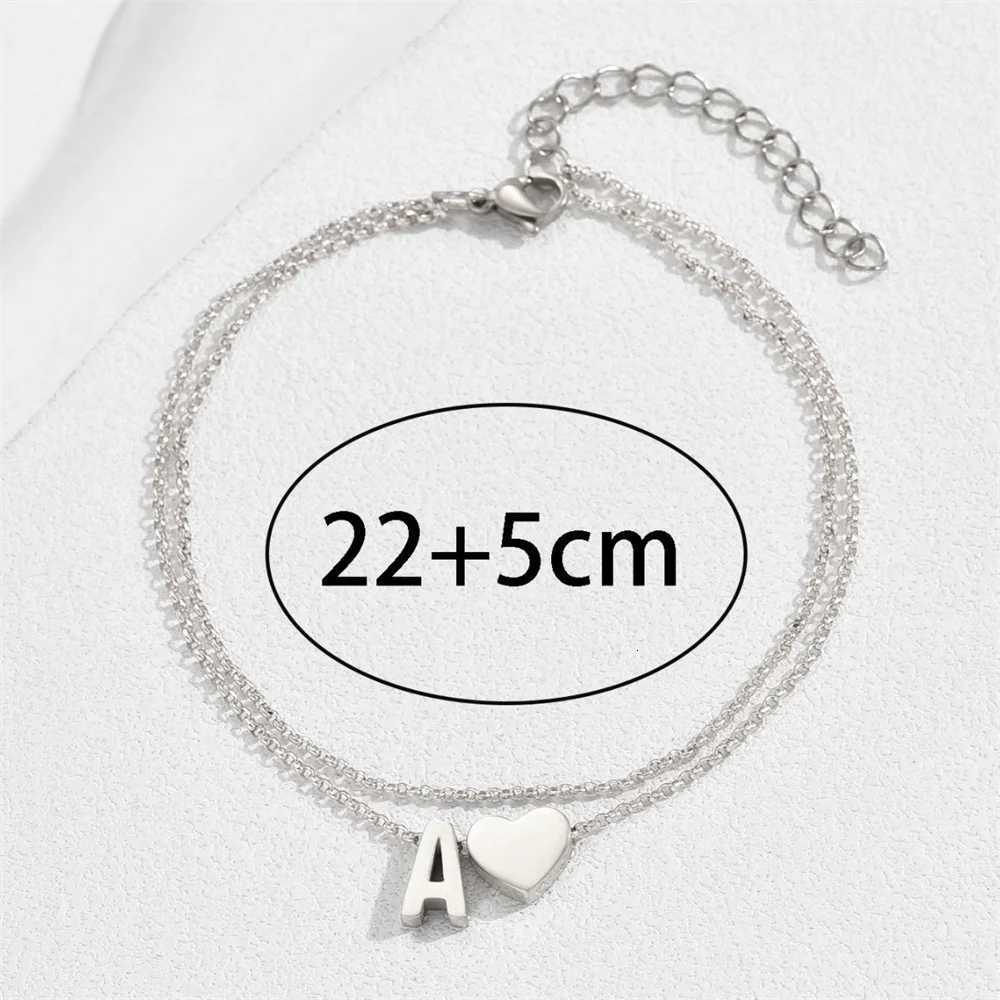 Boho 26 Letters A-Z Stainless Steel Chain Anklets For Women Simple Heart Ankle Bracelet Anklet Beach Jewelry Summer Accessories S250723