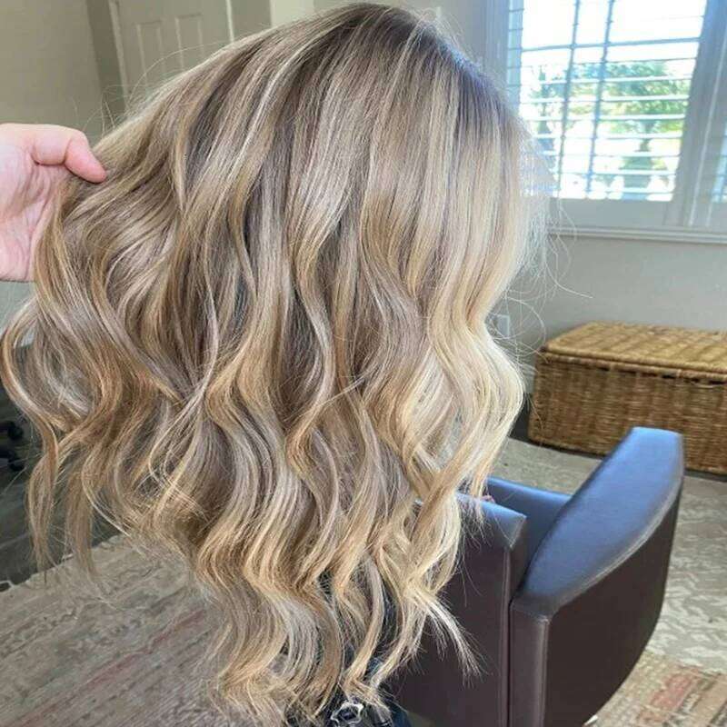 Ombre Ash Blonde Platinum Sier Bob With Highlight Hairline Short Wavy Lace Front Wigs For Woman Dark Roots Synthetic Wig
