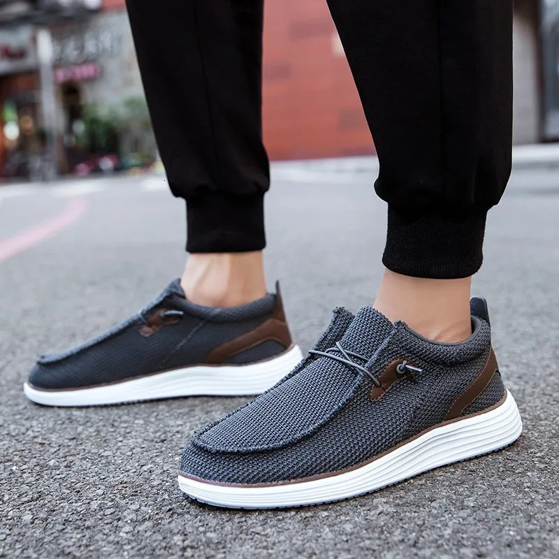 Fujeak Mens Breathable Casual Canvas Slip Shoes Comfort Slip-on Male Loafer Soft Loafers Lightweight Working Shoes 250716