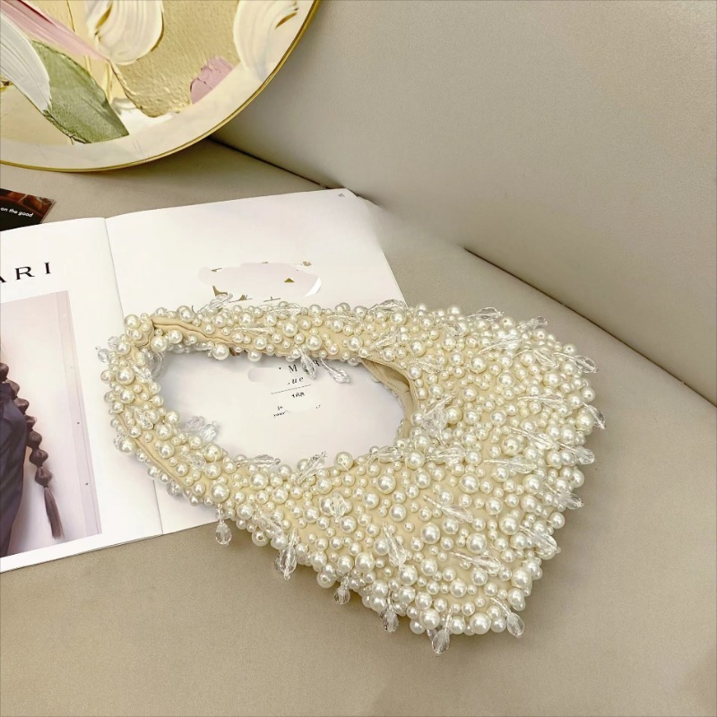 Elegant Casual Shoulder Bag with Pearls - Versatile Bead Embellished Crossbody Purse