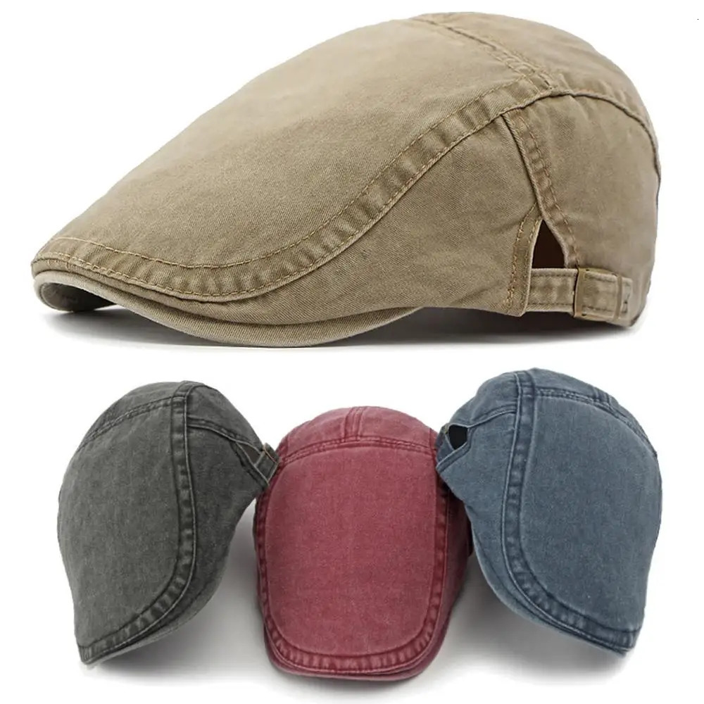 sboy Cap British-style Painters Hat Vintage Cotton Beret Unisex Adjustable Flat Visor Cap Retro Sun Protection Forward Hat 250723