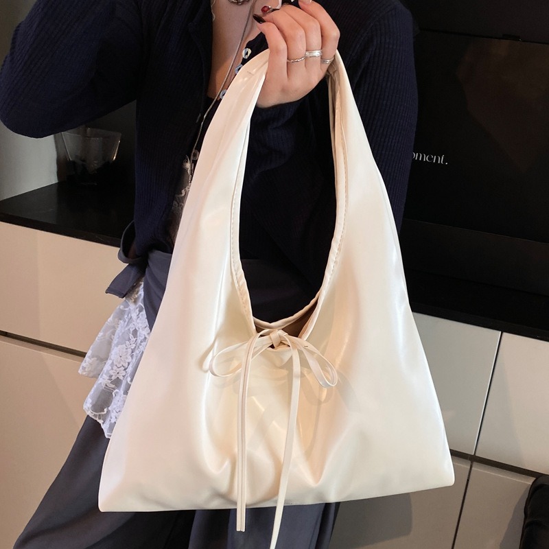 Casual Handbag Women's Shoulder Bag Simple Strap Bow Underarm Bag
