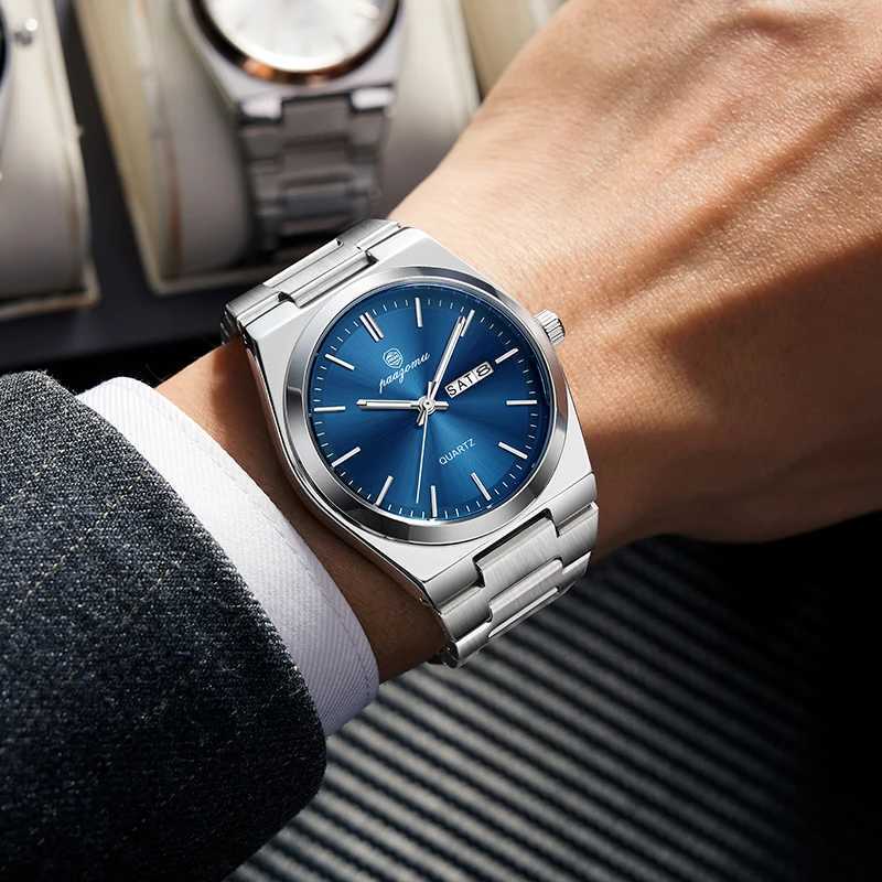Pengagar Luxury Quartz Man Wristwatch Sport Men Watches Waterproof Luminous Date Week Stainless Steel Mens Watch Male Reloj+box W250724