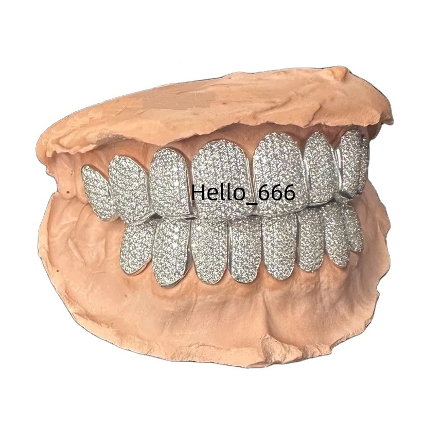 Custom Made 925 Sterling Silver Bust Grillz Moissanite Diamonds Gold Plated Teeth Hip Hop Style Fine Piercing Weddings Gifts
