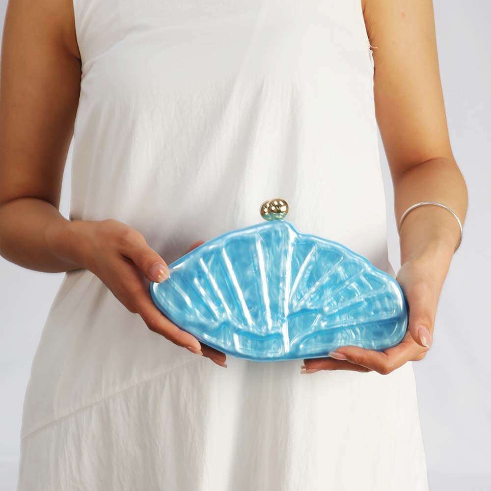 Designer Luxury Evening Diamond Women's New Crossbody Shell Fan-shaped Acrylic Bag Fashion Wedding Evening Clutch