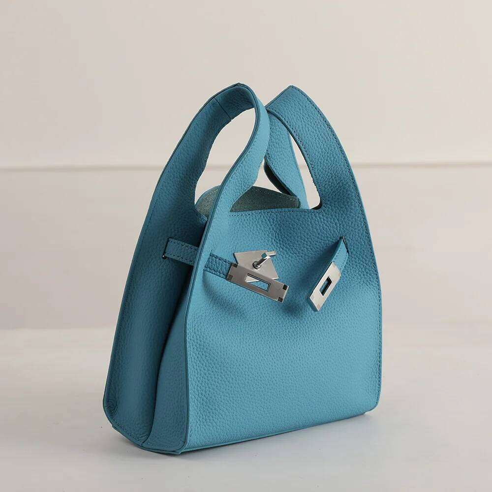 New women's first layer vegetable basket garbage one shoulder crossbody underarm bucket bag commuting cowhide