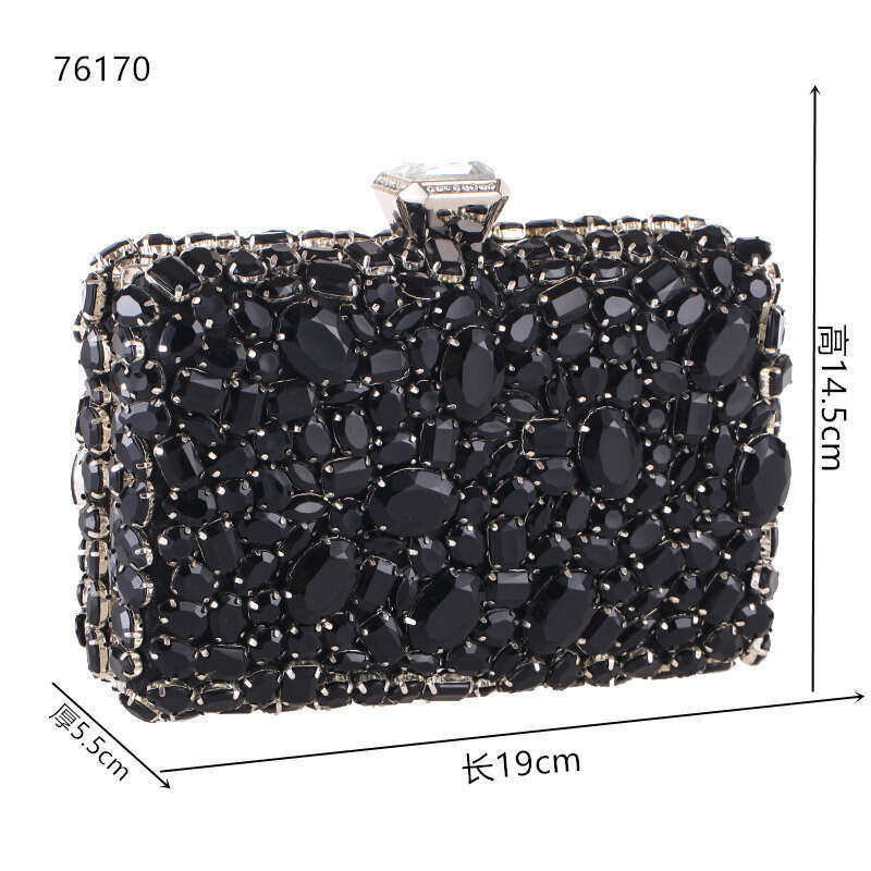 Designer Luxury Evening Diamond Small Square Style Acrylic Inlaid Diamond Evening Single Handheld Banquet Women's Bag 76170