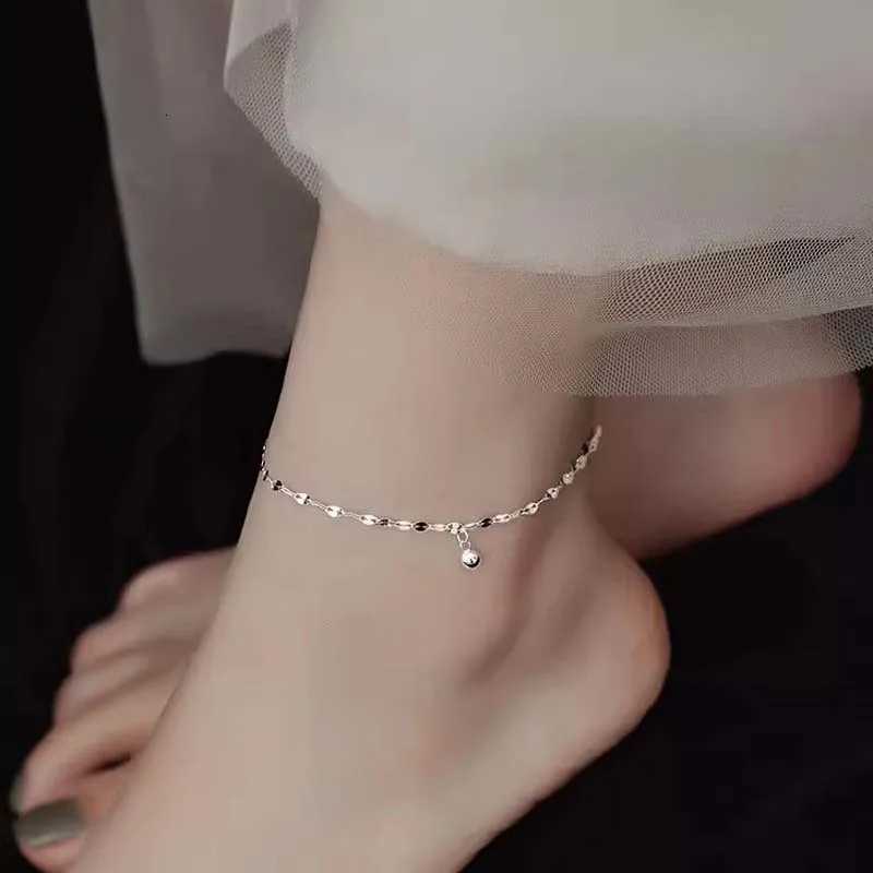 Exquisite Sparkling Small Square Transport Beads Anklets Bracelets for Women Fashion Simple Beach Thin Chain Party Jewelry Gifts S250724