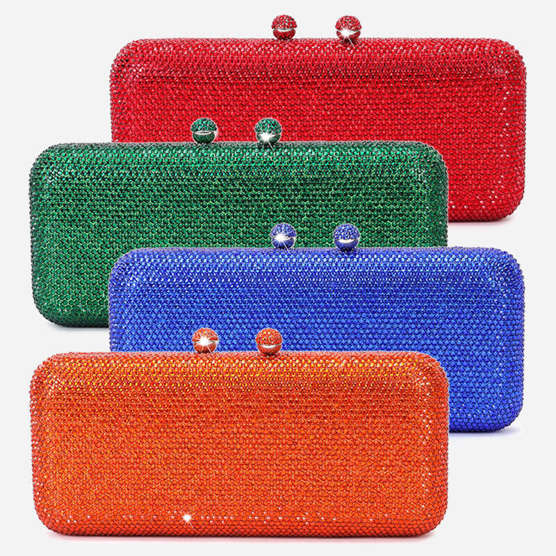 Designer Luxury Evening Diamond Women's Rhinestone Handbag Iron Box Metal Clutch Evening Party Wedding Dinner Bag
