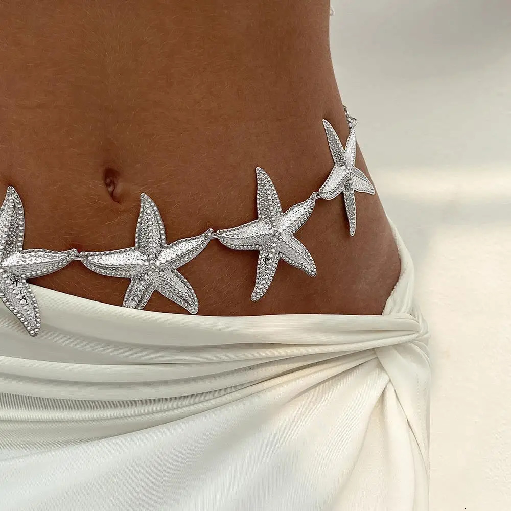 Fashion Vintage Metal Starfish Waist Chain Summer Beach Belly Belt Chain Body Jewelry Bohemia Style Bikini Decorate Women 250722