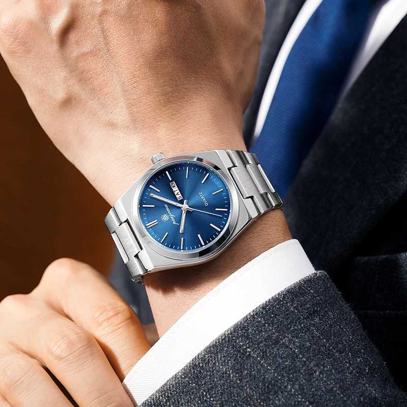 Pengagar Luxury Quartz Man Wristwatch Sport Men Watches Waterproof Luminous Date Week Stainless Steel Mens Watch Male Reloj+box W250724