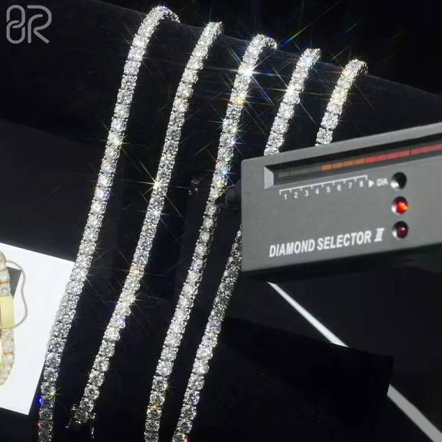Wholesale 14K 18K VVS Moissanite Diamond Tennis Chain Necklace Dropshipping 3MM 4MM 5MM Silver Fine Jewelry Bracelet Men Women