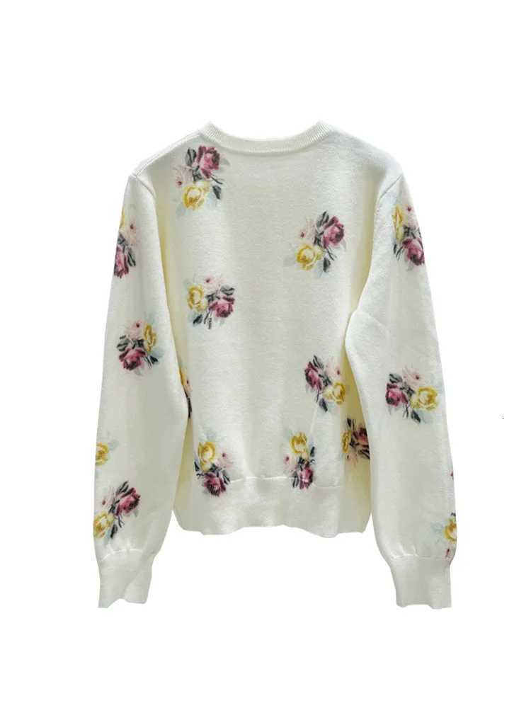 Print Flower Cardigan Women Long Sleeve Top Loose Chic Korean Sweater Spring Autumn Streetwear Knitted Female Cardigans C-318 X250724