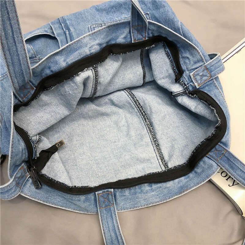 Capacity Casual Denim Tote College Style Harajuku Canvas Shoulder Crossbody Large Bag