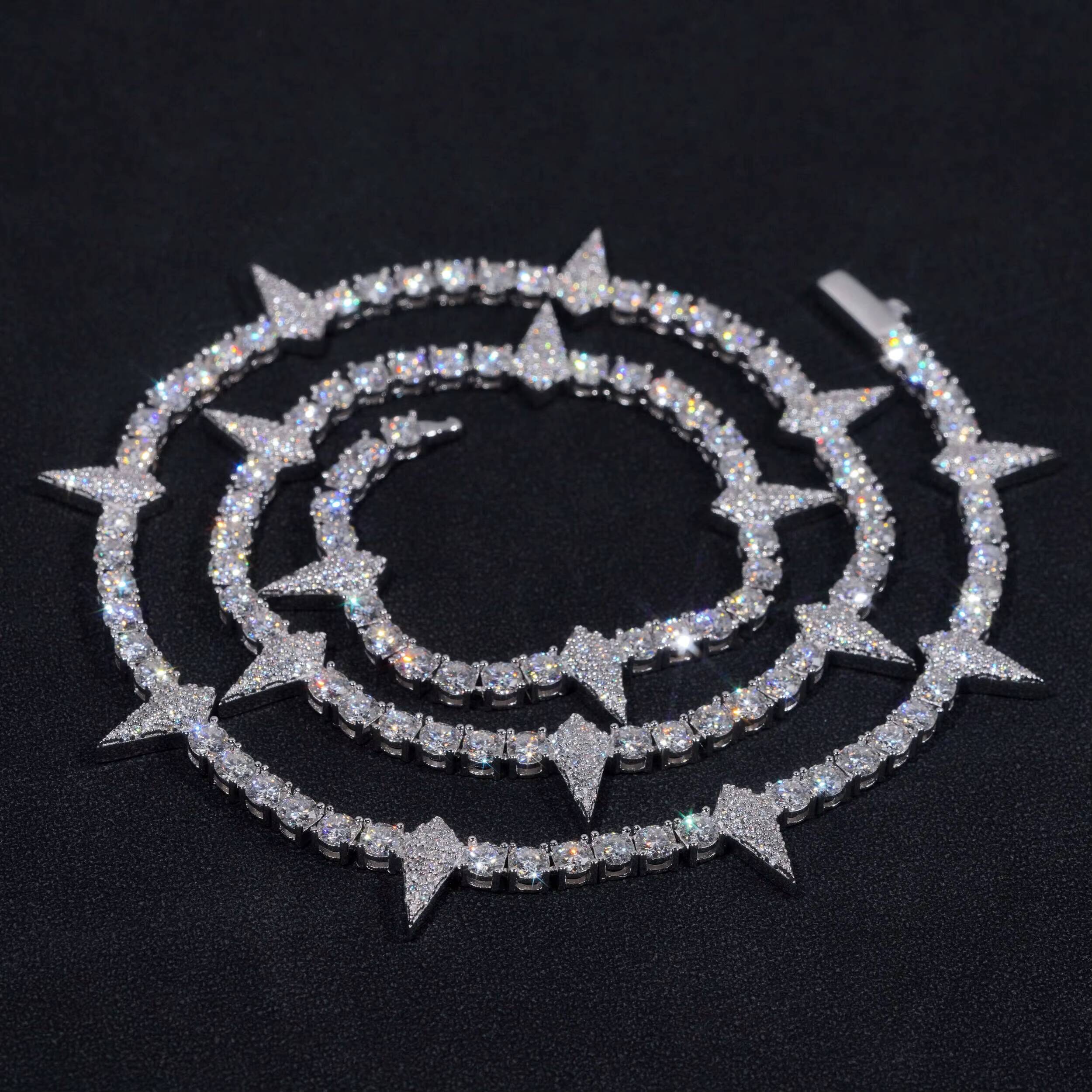 Pass Diamond Tester Iced Out 925 Sterling Silver Hip Hop Vvs Moissanite Hip Hop Tennis Bracelet Chain