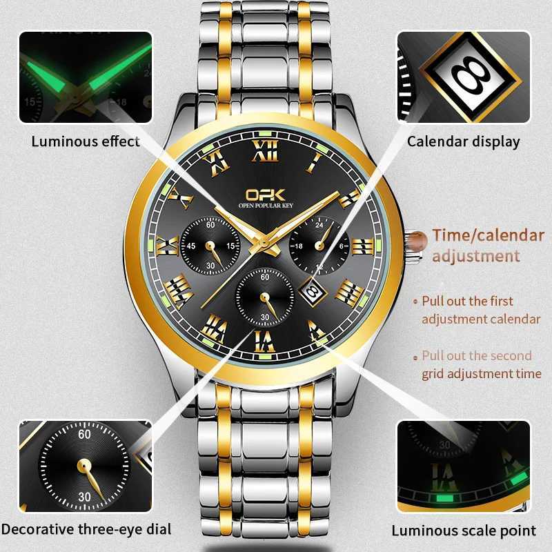 OPK Brand Steel Belt Dual Calendar MENS Quartz Watch 8119 W250724