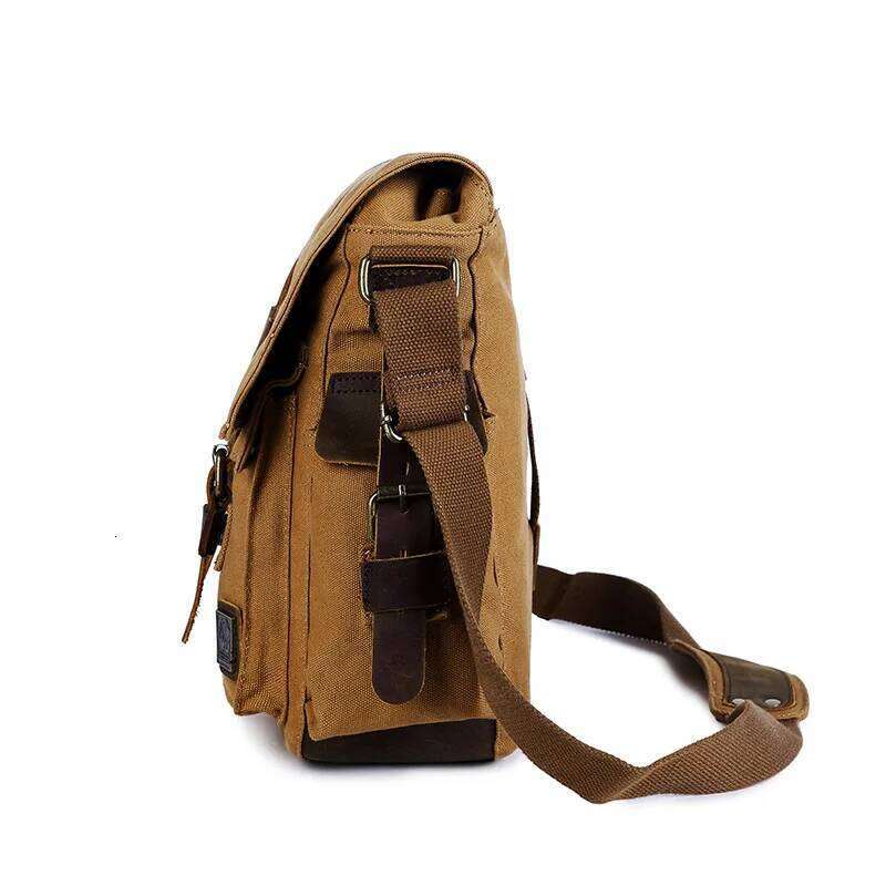 2025 Fashion Vintage Leather Women's Men's Messenger Cotton Canvas Crossbody Men Shoulder Sling Casual Bag