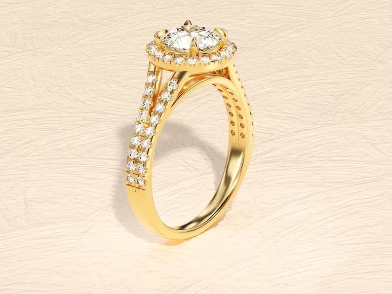 Luxurious 925 Sterling Silver Moissanite Diamond Ring 18K White Gold Plated Designed for Women and Girls