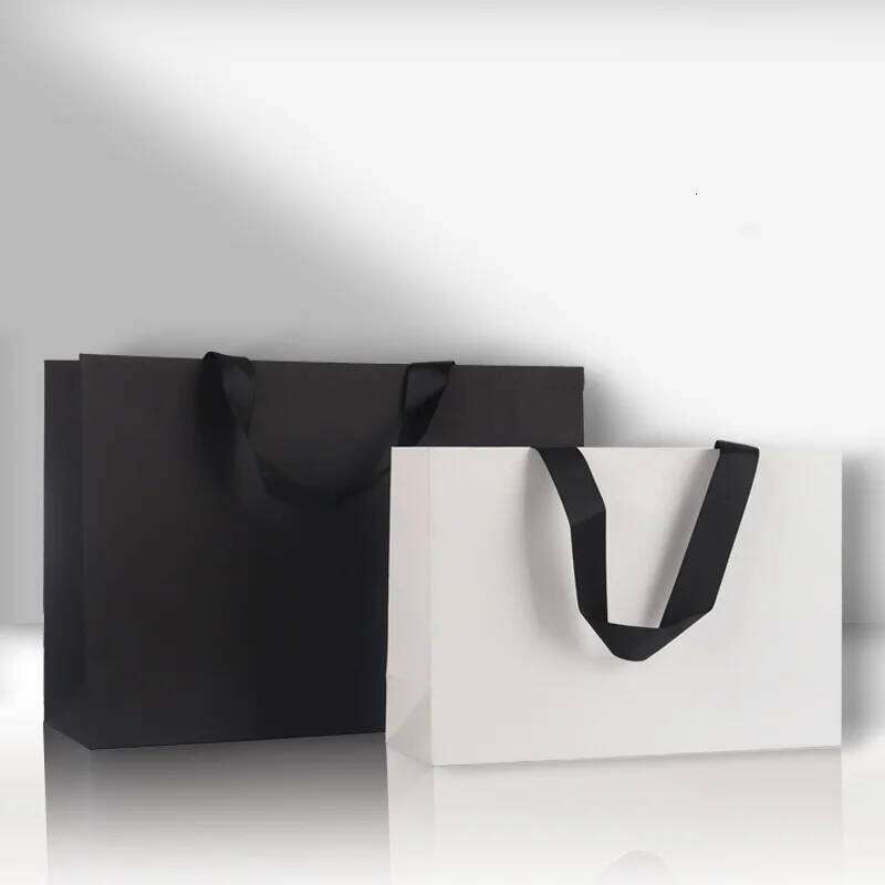 10pcs Paper Custom Clothing Store Handbag Printed Gift Cosmetic Shirt Jacket Product Packaging Bag