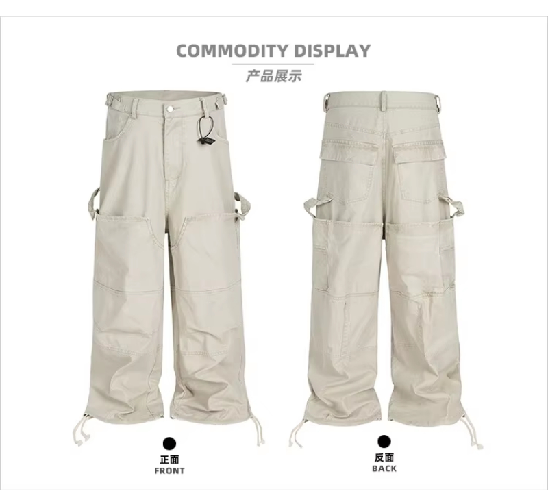 MIJKO Streetwear Knee Pleated Silhouette Baggy Cargo for Men Solid Straight Casual Trousers Oversized Multipockets Pants Z260315