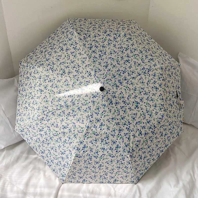 Broken Flower Fully Automatic Sun Umbrella UV Resistant Womens Folding Dual-purpose Sun Umbrella For Both Rain and Sunshine R250724