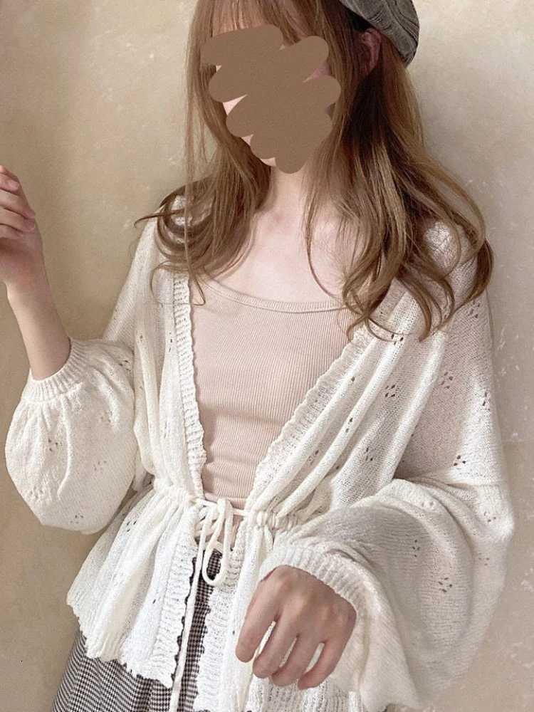 KOSAHIKI Swt Kawaii Soft Girl Cute Cardigan Women Sweater Tops Japanese Solid Long Sleeve Thin Lolita Knitted Cardigan X250724