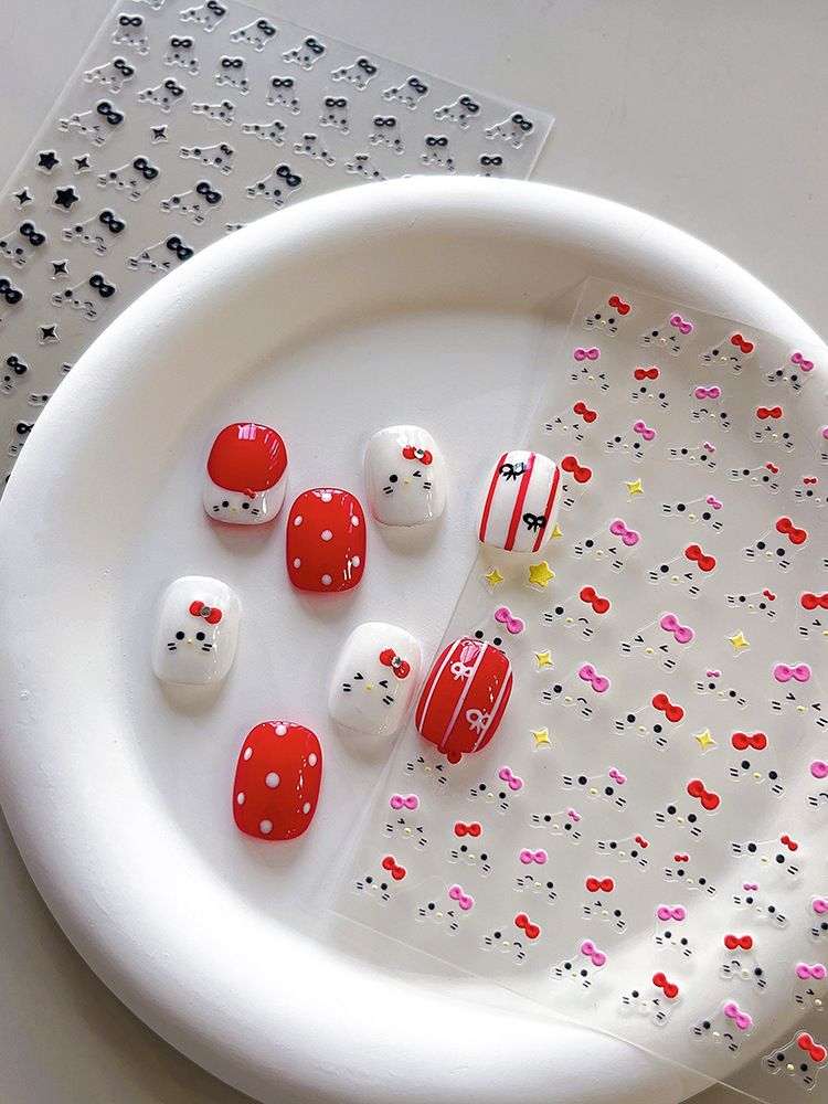 YITU Ants Hello Kitty, Bow, Cute Expressions, Nail Stickers, Black Series, Nail Decoration Stickers
