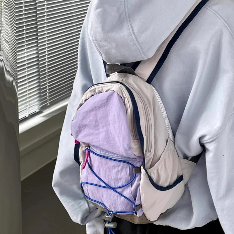 Patchwork Contrast Color Fashion Backpacks Trendy All Match Travel Casual Backpack Women Sweet Y2k Aesthetic Schoolbags 250723