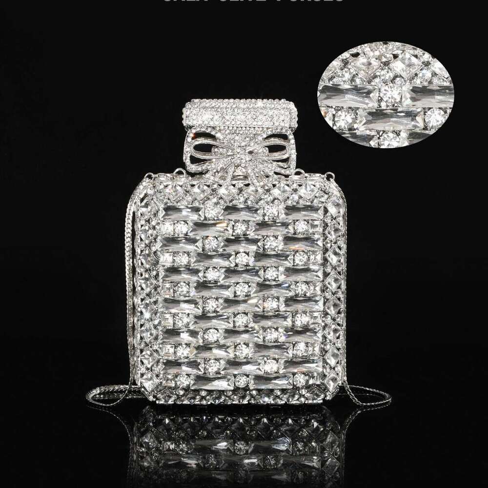 Designer Luxury Evening Diamond Creative Perfume Bottle Inlaid with Diamonds Hollow Rhinestone Women's Clutch Evening Bag