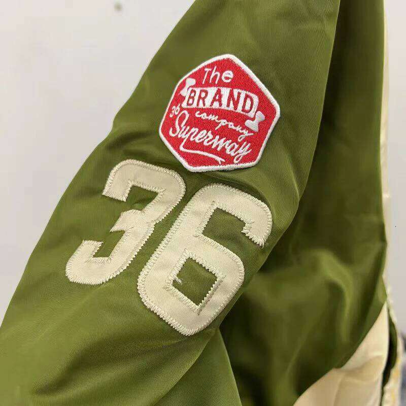 Women's Wear Stock Vintage Embroidery Letter Baseball Uniform Color Contrast Couple Fallow Loose Stand Collar Jacket Super Way Warm Overcoat