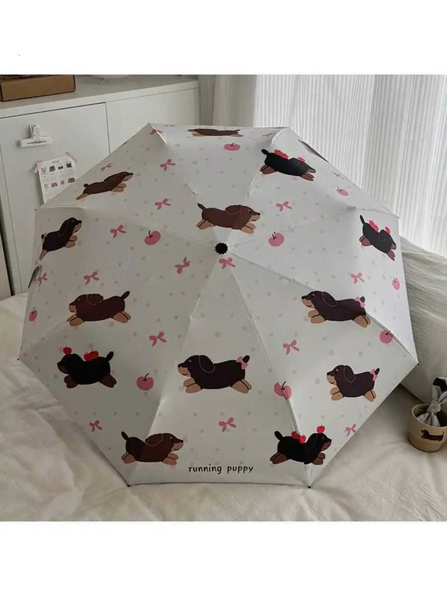 Running Dog Mini Womens Sunshade Umbrella UV UPF50+Protective Umbrella Small Portable Womens Folding Umbrella R250724