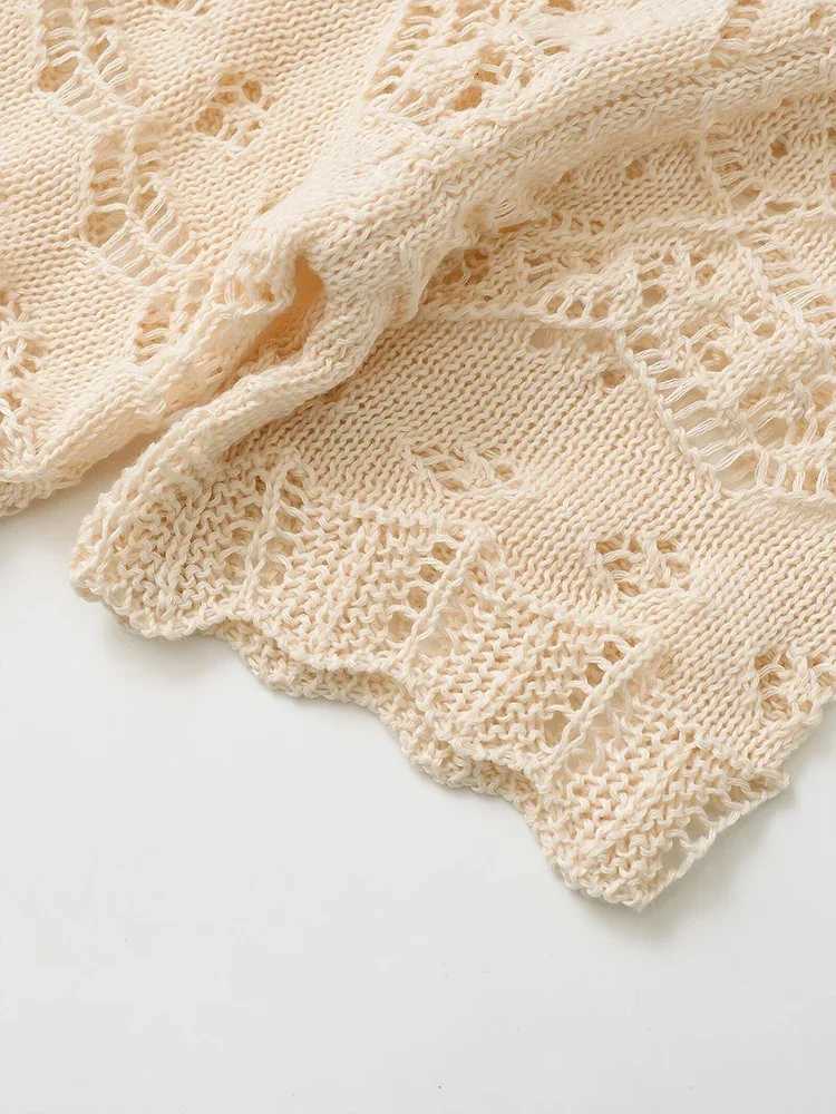 European and American style new short-sleeved knitted sweater for women in summer French hollow hook flower small cardigan top X250724